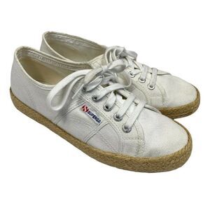 Superga Cotropeu Classic White Lace Up Canvas Fashion Sneakers Women's 7.5